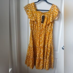 Allegra K Yellow Floral Dress Size Medium